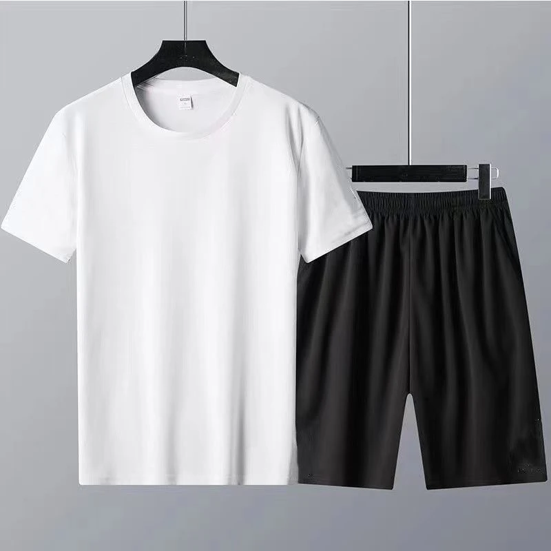 Cotton T-Shirts Men's Clothing Fashion Shorts Tracksuits Summer 2 Piece Outfit Sweatpants Cool Tops And Pants Gym Sportwear Tees