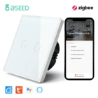 Умные светильник ели света BSEED Zigbee, настенный сенсорный переключатель на 123 клавиши, 220 В, прозрачная стеклянная панель, управление для умного дома