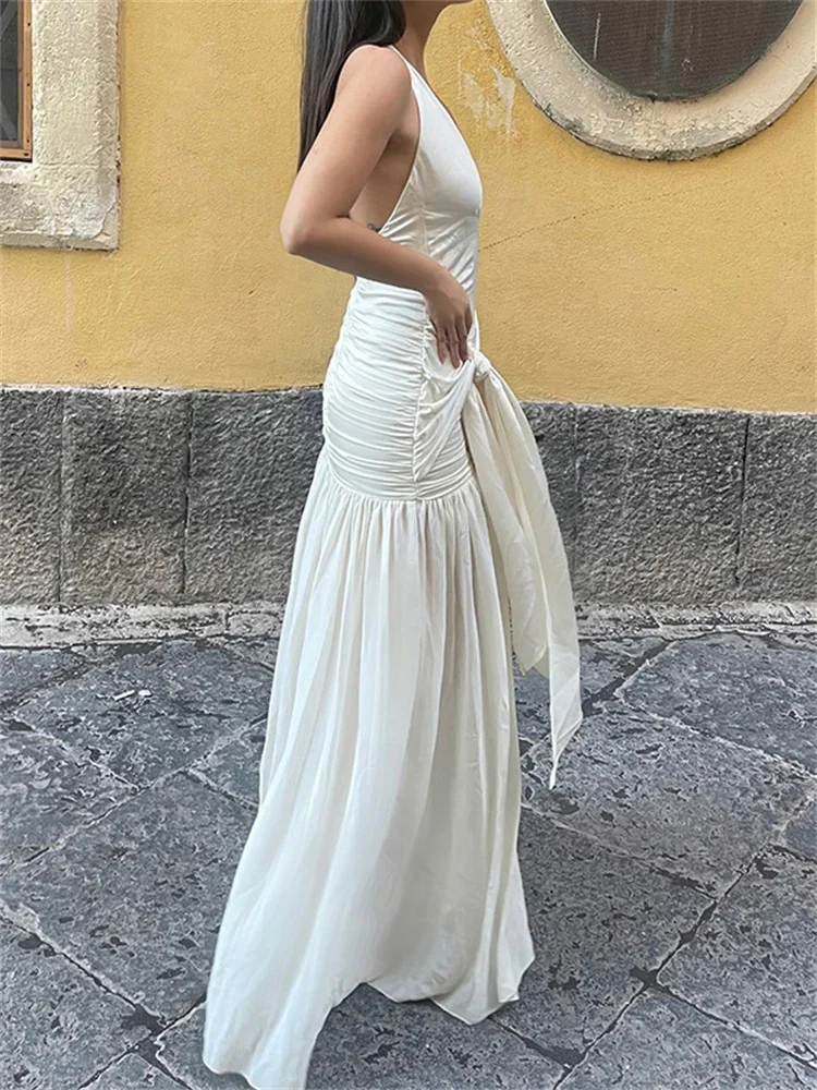 Длинное платье Tossy с v-образным вырезом и открытой спиной на шнуровке женское