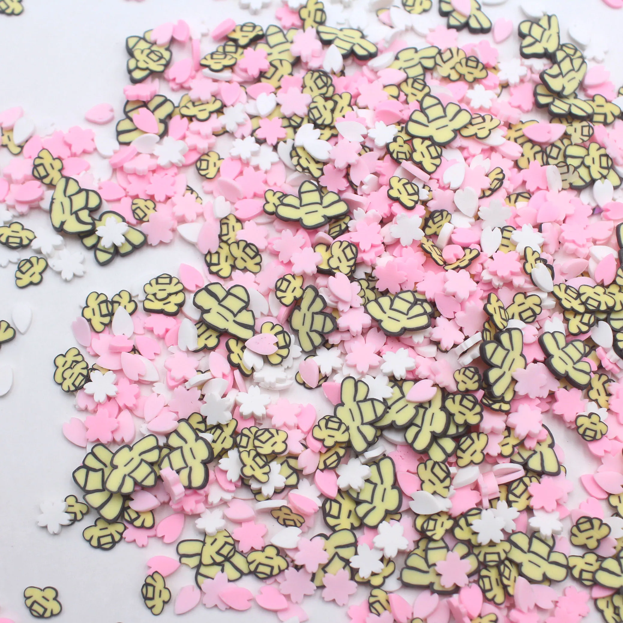 

100 г/лот смешанные пчелы Сакура и лепестки поливальные глиняные Ломтики Для тумблера ремесленное наполнение