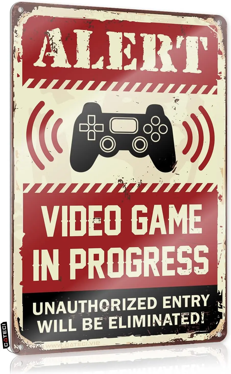 Q1 Оповещение COTECI! Видеоигра в прогрессиве жестяная вывеска декор игровой комнаты