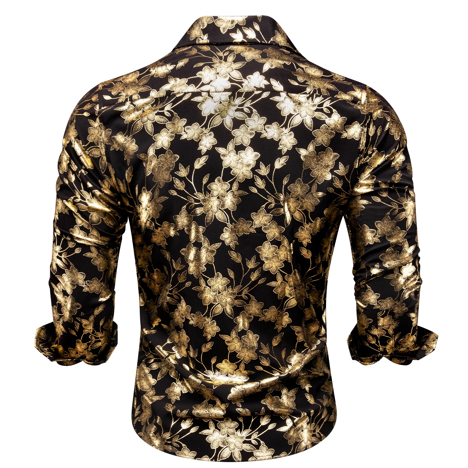 Hi-Tie Brand 20 Colors Designer Mens Shirts Long Sleeve Slim Fit Polyester Shirt For Men Breathable Outerwear Print Floral Gift