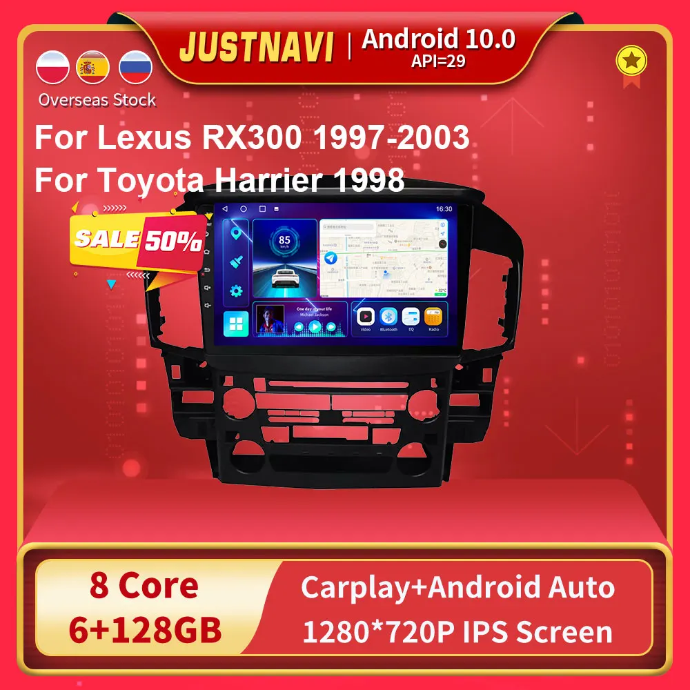 

JUSTNAVI Android 10 Car Radio For Lexus RX300 1997-2003 For Toyota Harrier 1998 GPS Navigation 2 din 4G WIFI DSP RDS Multimedia