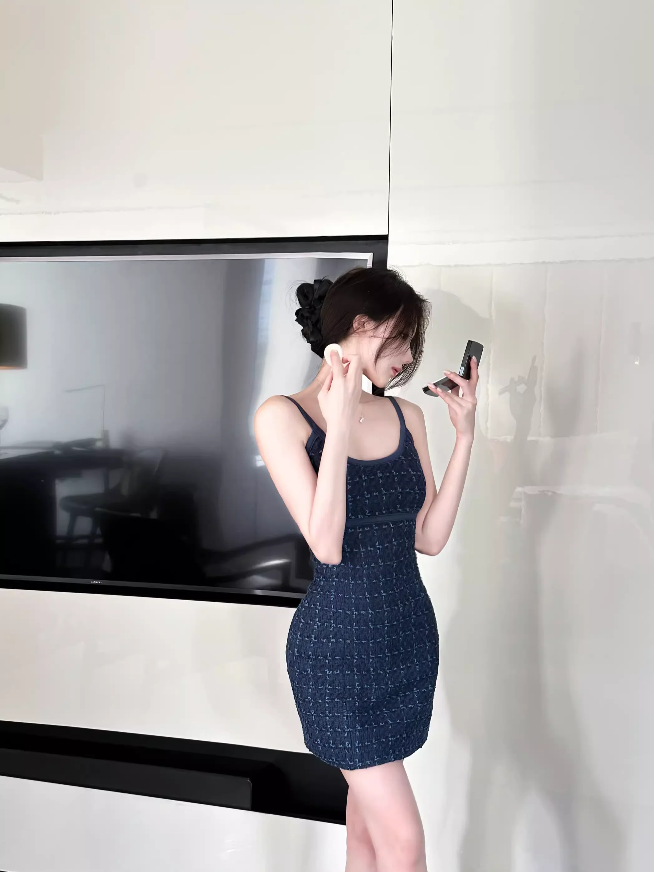 Woppei Элегантное высококачественное платье на бретельках с большим U-образным