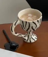 korean hand painted mug design ceramic coffee cup breakfast milk mug funny ceramic cup gift striped leopard decorative cup