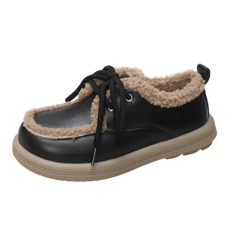 Зимние меховые лоферы из искусственной кожи повседневная обувь для женщин
