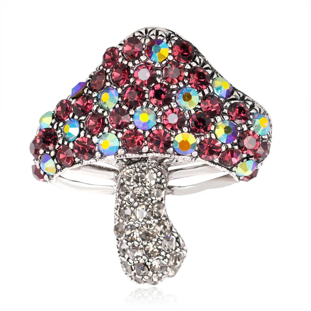 

TULX Rhinestone Mushroom Brooches For Women Vintage Vegetable Plant Party Office Causal Brooch Pins Jewelry Gifts