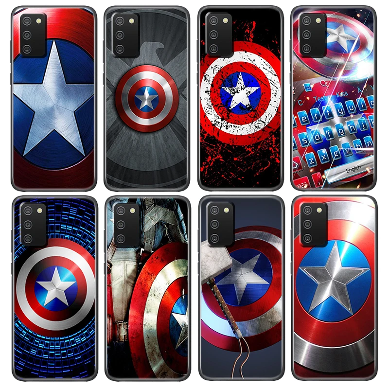 

Captain America shield Marvel Case For Samsung Galaxy A52S A72 A71 A52 A51 A12 A32 A21S A73 A13 A53 4G 5G Soft Black Phone Cover