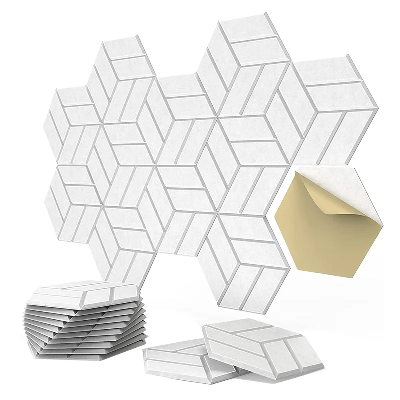 

12 шт./упаковка, самоклеящиеся акустические панели, шестигранные звукостойкие пенопластовые панели, звукоизоляционные панели для стен, используемые для студии C