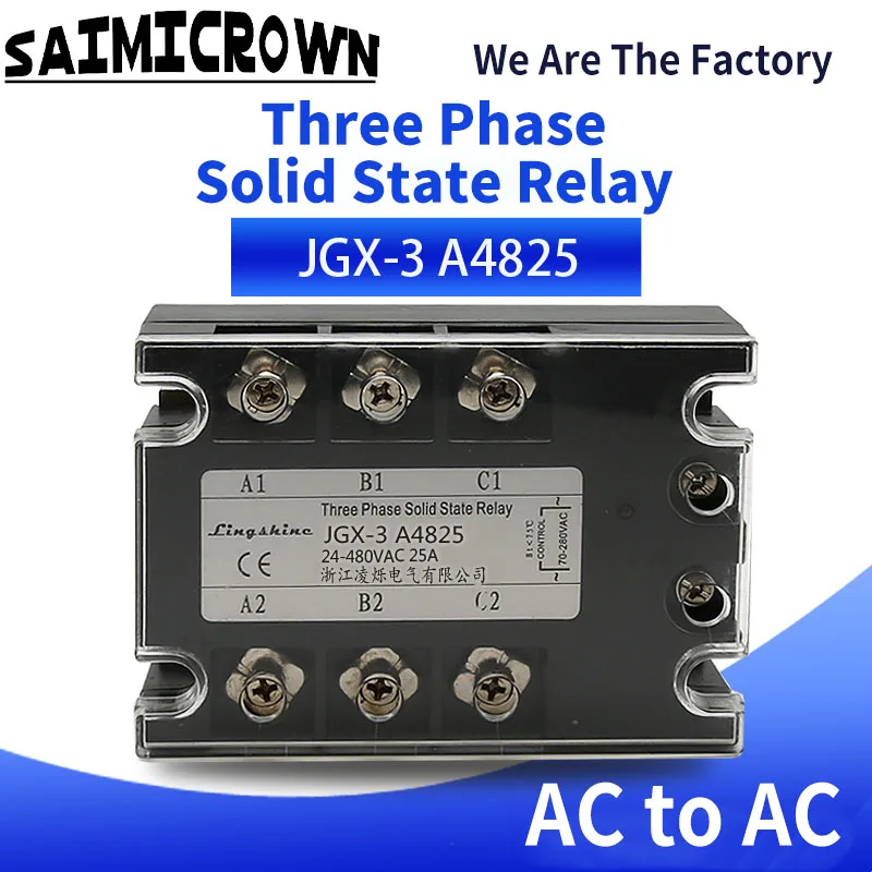 

3 Phase 10A 25A 40A 60A 80A 100A 120A SSR 70-280VAC Control 24-480VAC Solid State Relay AC controled AC