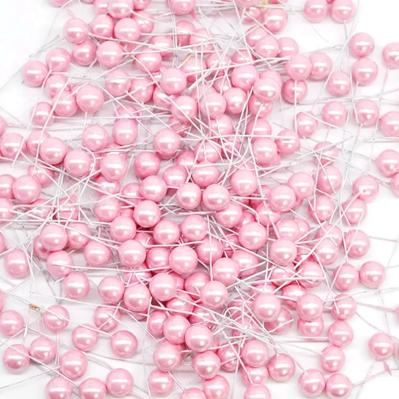 

50pcs Colorful Pearl Stamens Artificial Flower small berries cherry For DIY Wedding Christmas Cake Box Pearl Wreaths Decoration