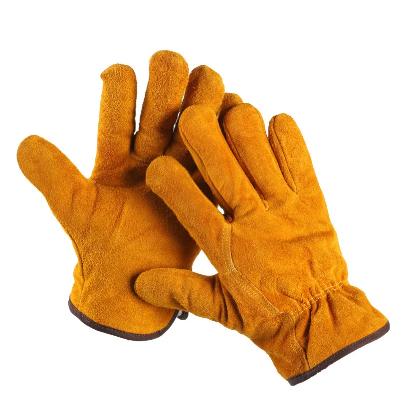 Cowhide Electric Security Protection Welder Gloves Safety Workers Wear-resistant Anti-skid Driver Thermal Insulation Gloves