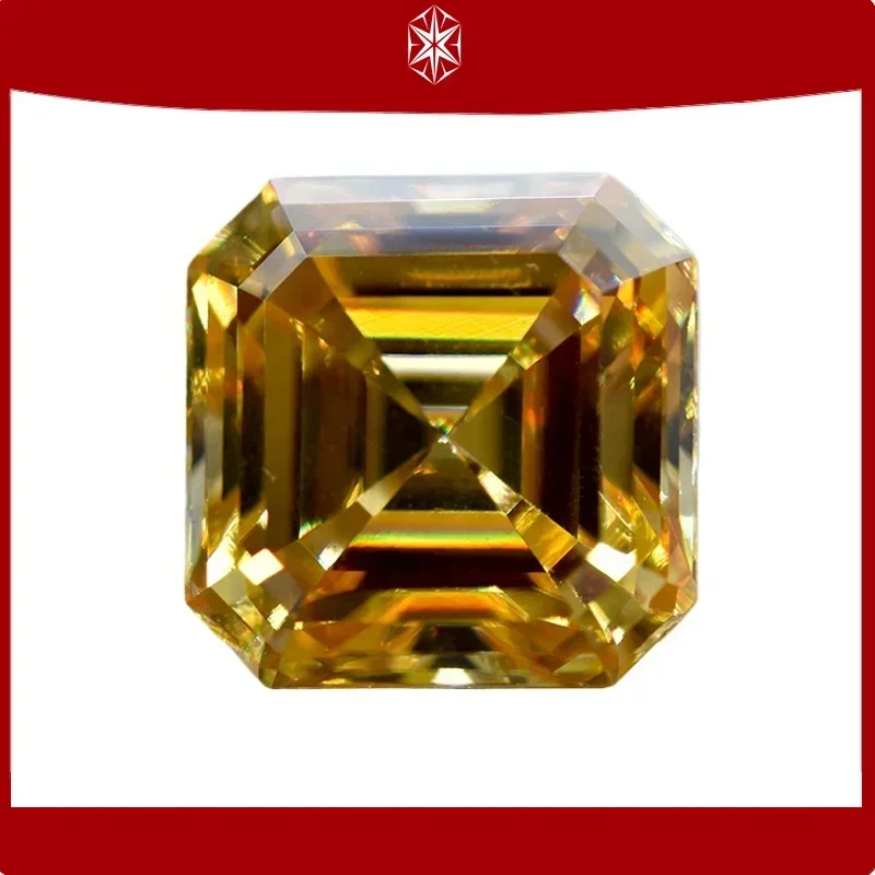 Муассанит Камень Цвет Шампанского Asscher Cut Драгоценный Выращенный в лаборатории