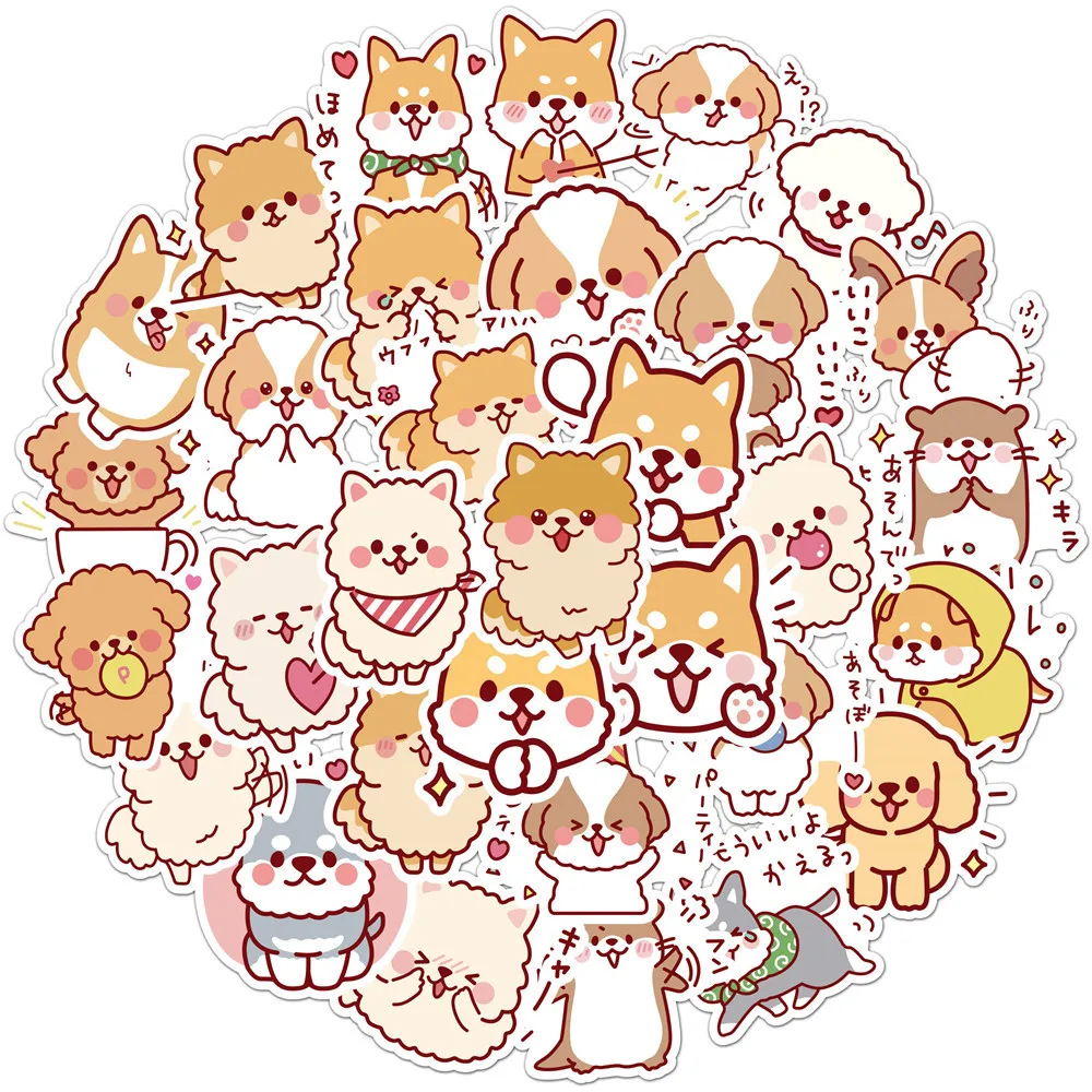 

50 Sheets of Fluffy Dog Cute Dog Graffiti Stickers Trolley Case Notebook Car Waterproof Sticker Pack DIY Children's Kawaii Toys