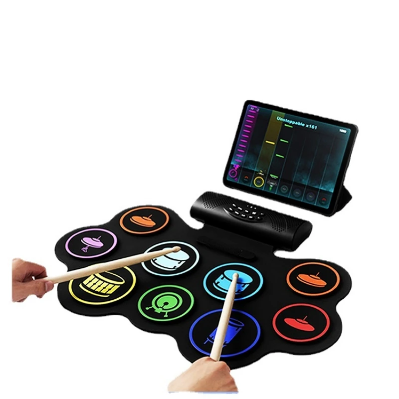 

Настольный электронный барабан, портативный барабан для взрослых, начинающих, детей, ударный набор, бесшумный барабан, музыкальный инструм...