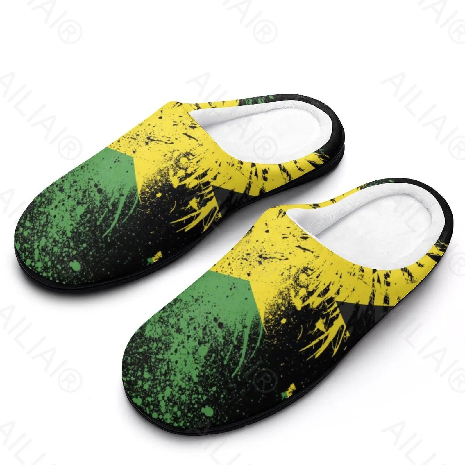 Jamaica Flag (17) Sandals Plush  Casual Keep Warm Shoes Thermal  Mens Womens Slipper Fashion Anime  Black