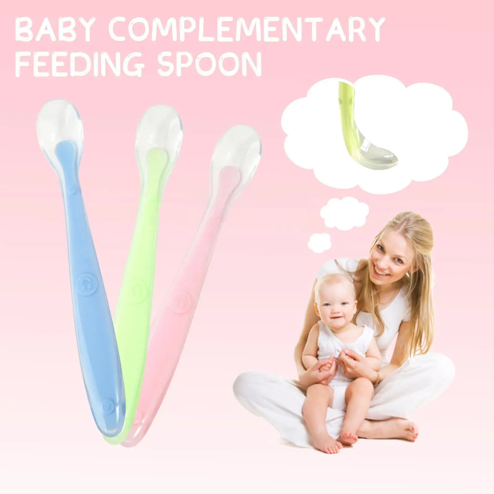 

Soft Silicone Baby Spoons Food Utensils For Children Babies Training Feeding Spoons For Children Kids Infant Temperature Se E0Z9