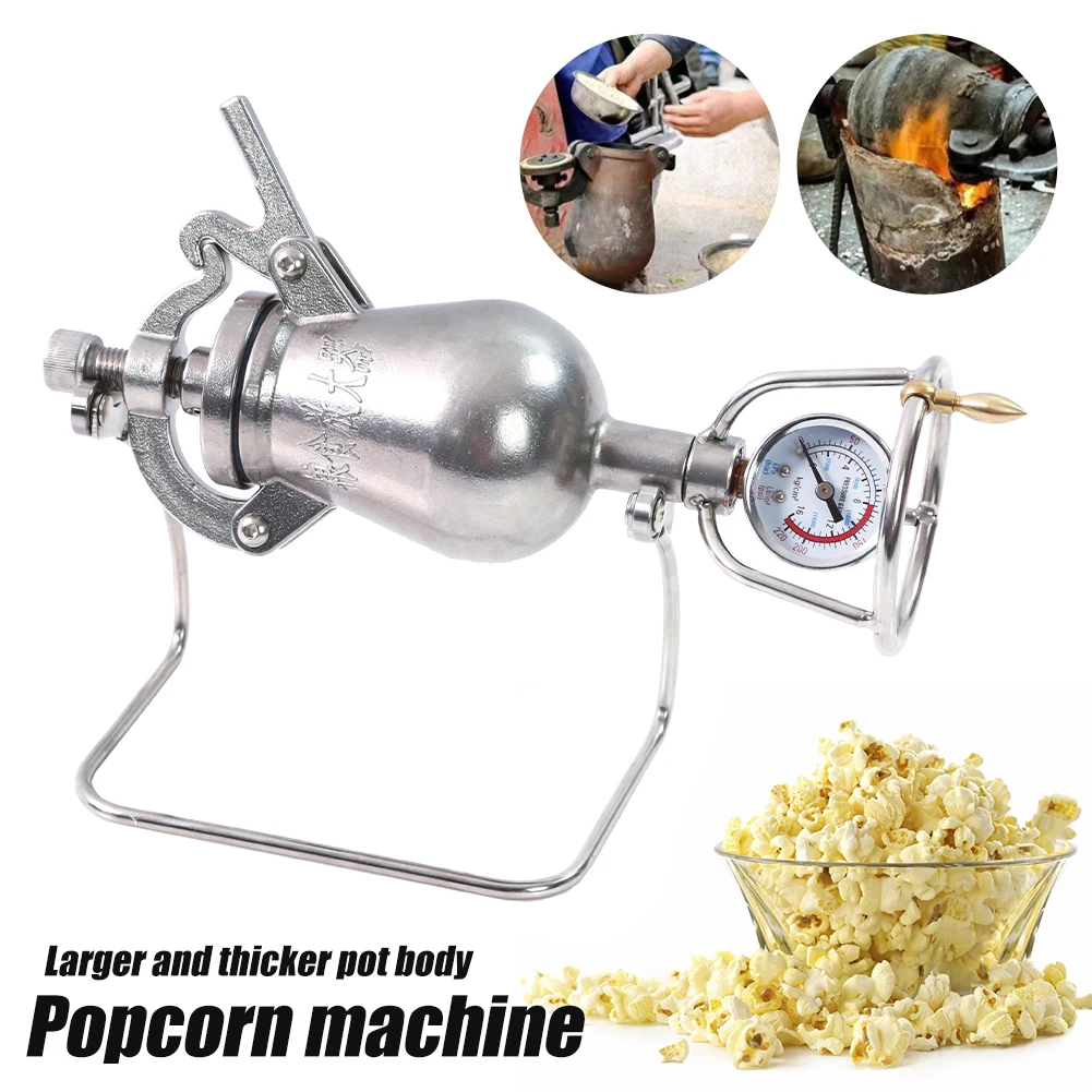 

New Hand Popcorn Machine Open Firing Popcorn Puffing Machine Stainless Steel Mini Popper Small Manual Popcorn Maker Open Firing