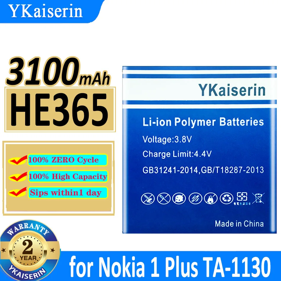 

YKaiserin Battery HE365 3100mAh for Nokia 1 Plus Nokia1 Plus 1Plus TA-1130 1111 1123 1127 Bateria