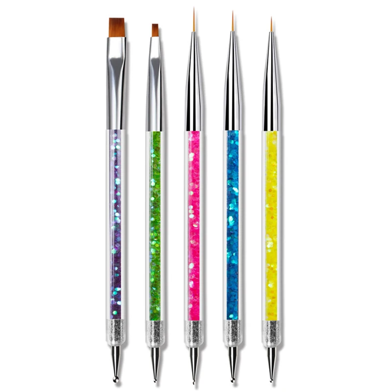 

5 шт./комплект, двусторонние акриловые ручки для дизайна ногтей