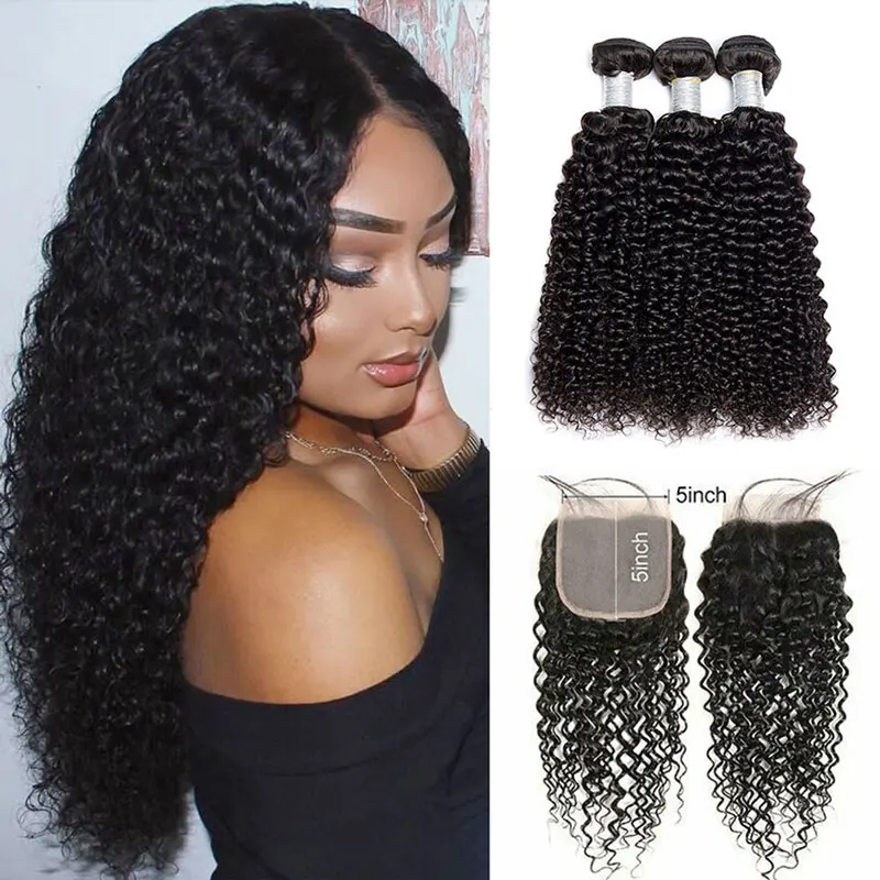 

Kinky Curly Human Hair Bundles With Closure 5x5 Virgin Peruvian Bundles Hair Extension 30 Inch 13x4 HD Lace Bundles With Frontal