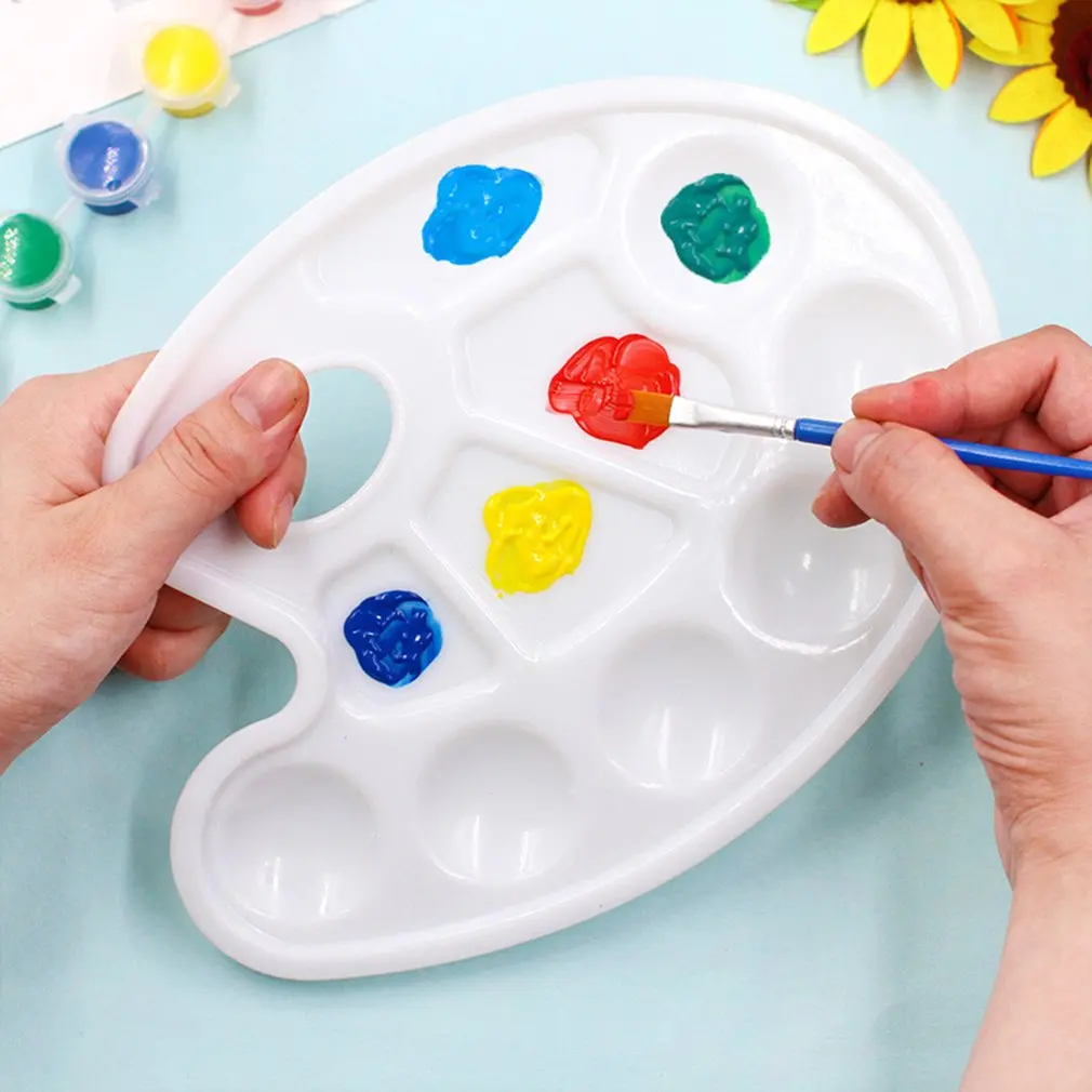 

1pc Plastic Palette Art Paint Plastic Drawing Tray Color Palette For Oil Watercolour White Painting Pallet