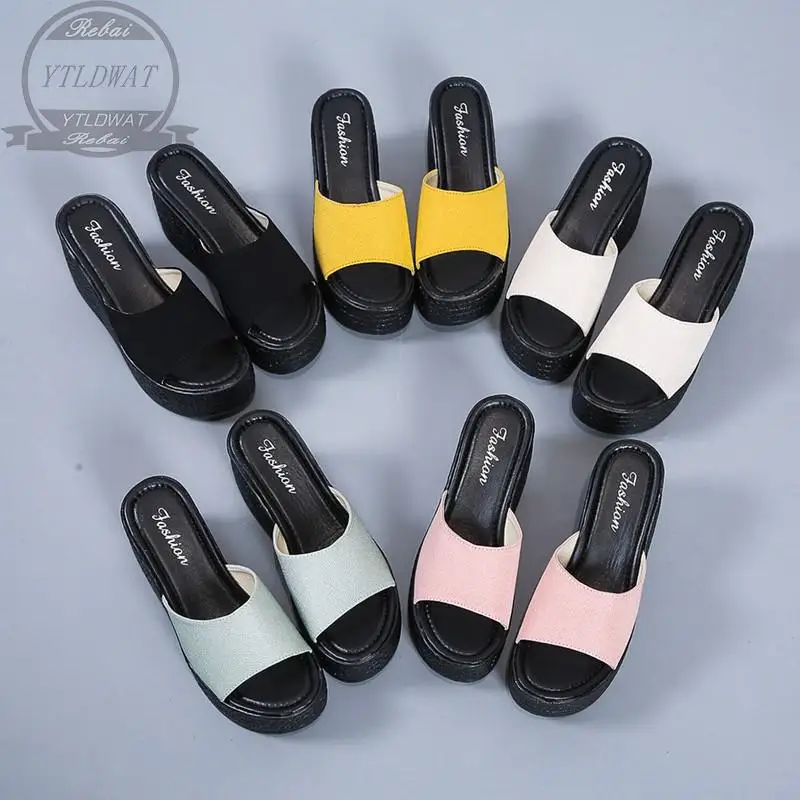 Женские сандалии с цветочным принтом Нескользящие на каблуке |