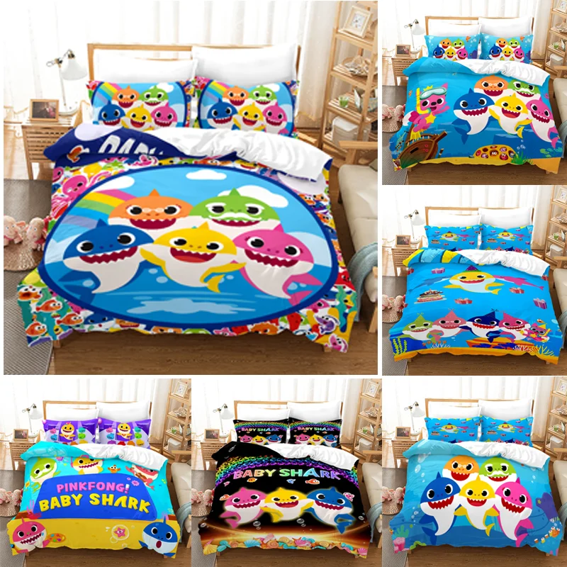 Комплект постельного белья с изображением акулы пододеяльник и наволочка для