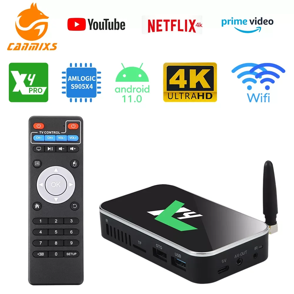 

UGOOS X4 Pro 4GB 32GB X4 Plus 64GB X4 CUBE Amlogic S905X4 Android 11 TV Box 1000M LAN Set Top Box 4K Media Player TV Receivers