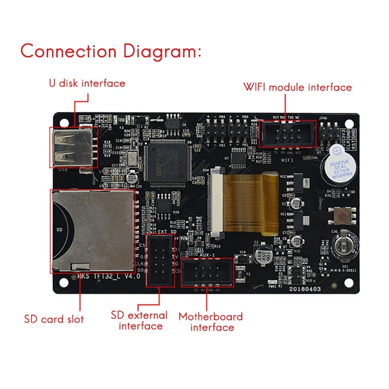 3D Printer MKS TFT32 Display 3.2-Inch Full-Color Touch-Screen U Disk Continuous Interruption of Material Detection |