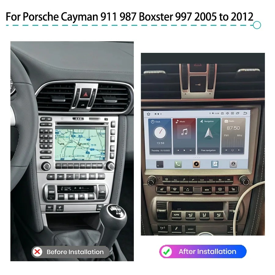 Фото Для Porsche Cayman 911 987 Boxster 997 (2005-2012) — Автомобильный DVD-плеер с камерой, 8 ГБ ОЗУ + 256 ГБ ПЗУ, Carplay, Android 14.0, GPS, Wi-Fi, Bluetooth, радио №2