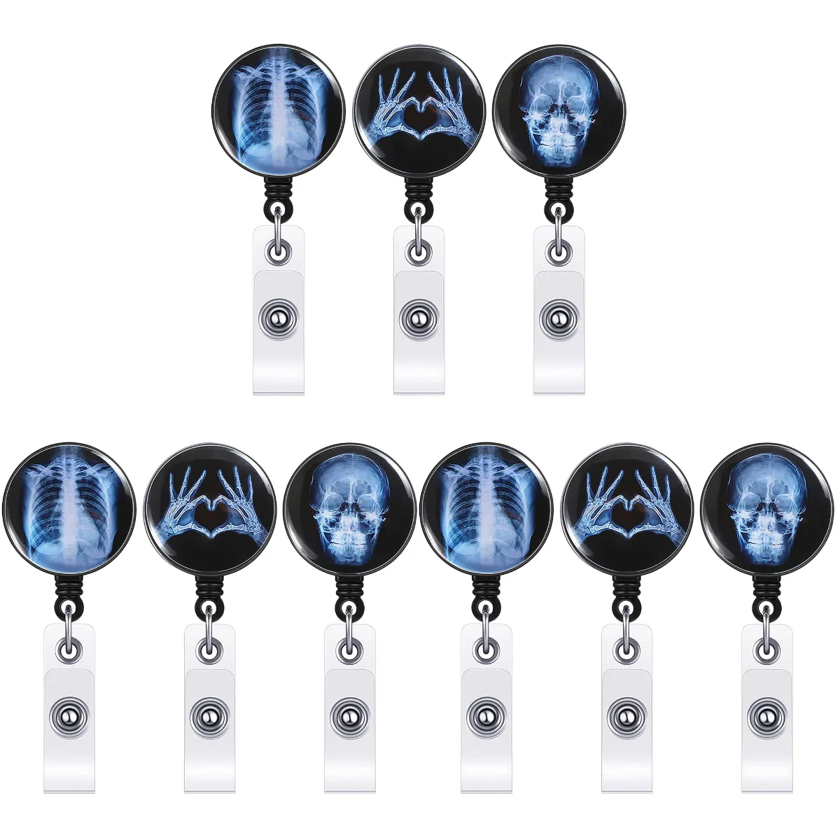 

9 Pcs Key Card Holder Id Nurse Badge Accessories Radiology Gifts Alligator Clip Reel Chain