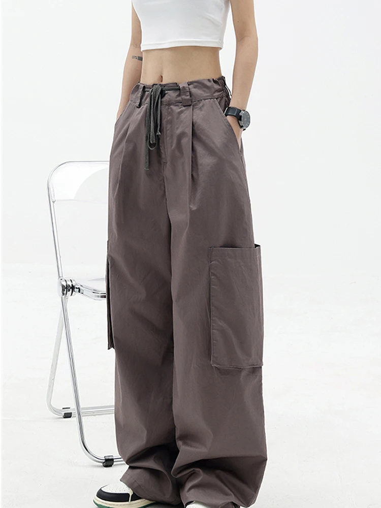 

Брюки-карго унисекс винтажные с широкими штанинами и карманами, модная уличная одежда в стиле 90-х, прямые брюки с завышенной талией и больши...