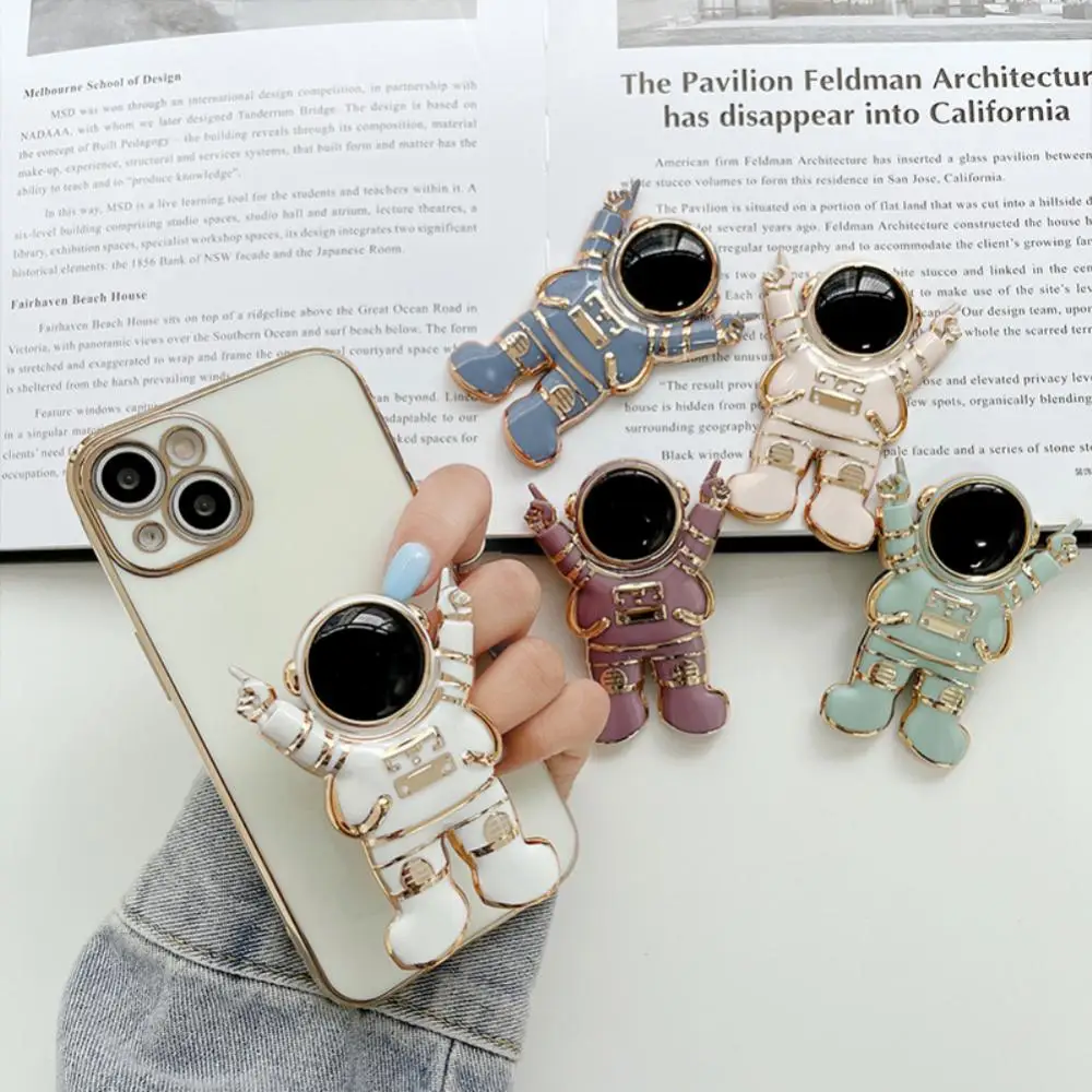 

Astronaut Electroplated Mobile Phone Shell Support Astronaut Ring Three-dimensional Multifunctional Support Lazy Desktop Support