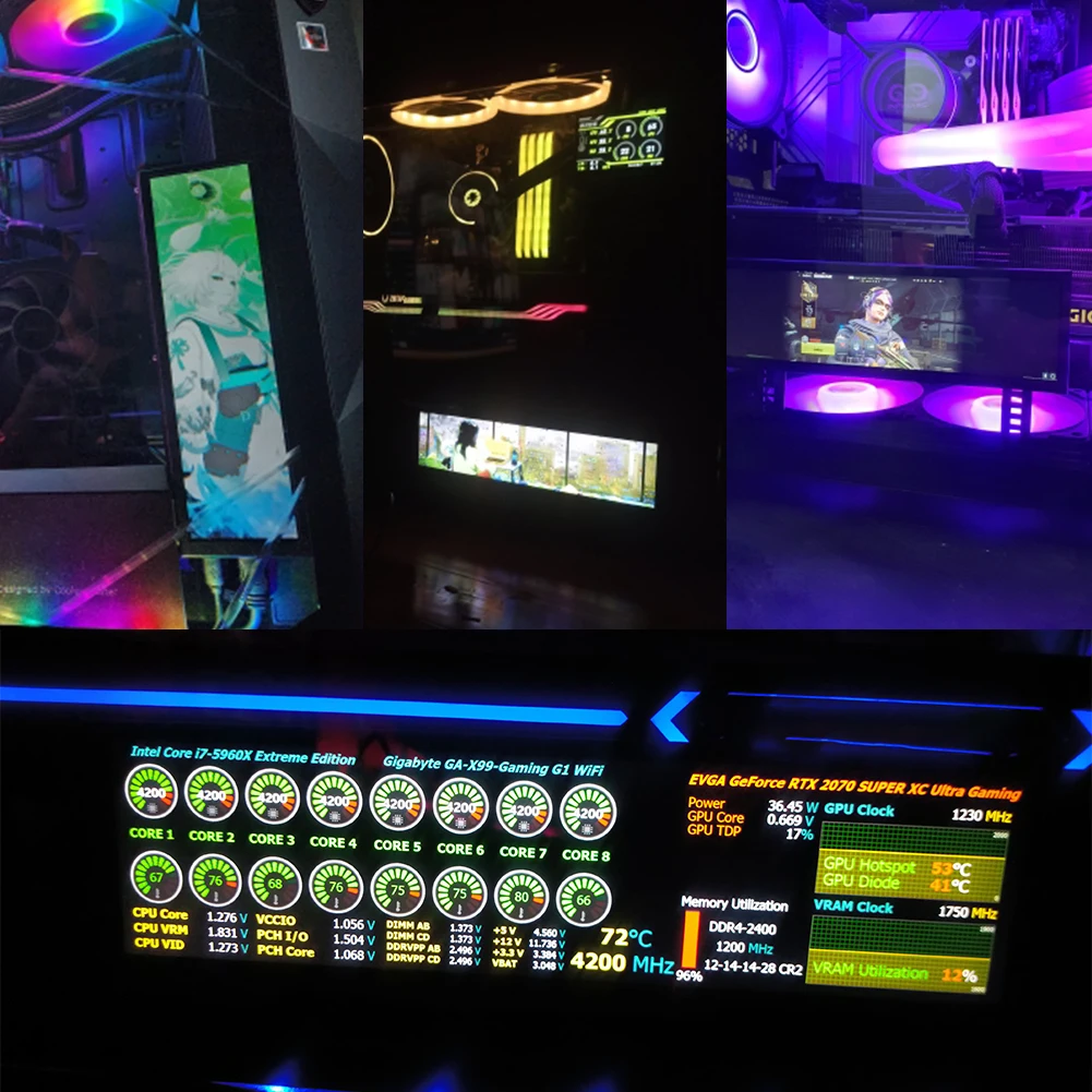 

Емкостный сенсорный монитор 8,8 дюйма, мониторинг температуры, длинный сенсорный монитор 480x1920 AIDA64 для Windows Linux Raspberry Pi