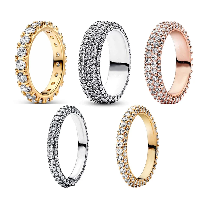 

Женское Двухрядное кольцо из серебра 925 пробы, с фианитом