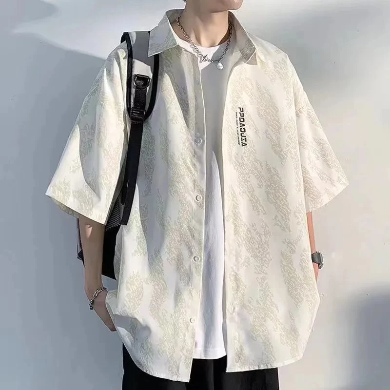 Spring Summer Fashion Men's Solid Casual T-Shirt Loose Cool Boy Soft Versatile Print Tops Pocket Patchwork Buttons Print