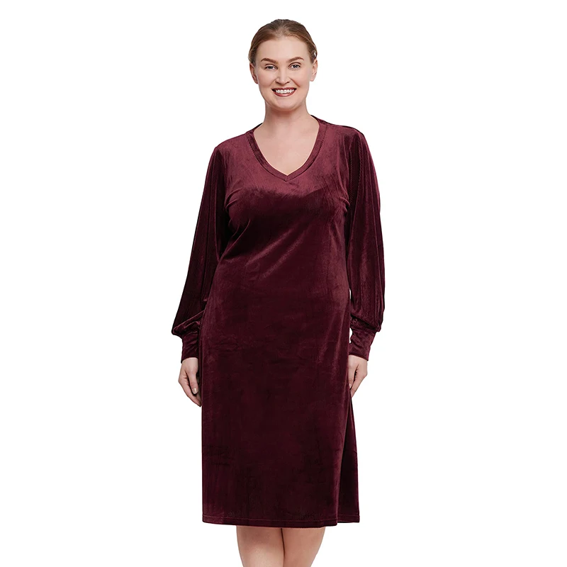 

Leechee Corduroy Dress Women Warm Loose Plus Size Solid Vintage Dress Winter Ladies Pullover Long Sleeve Elegant Dresses