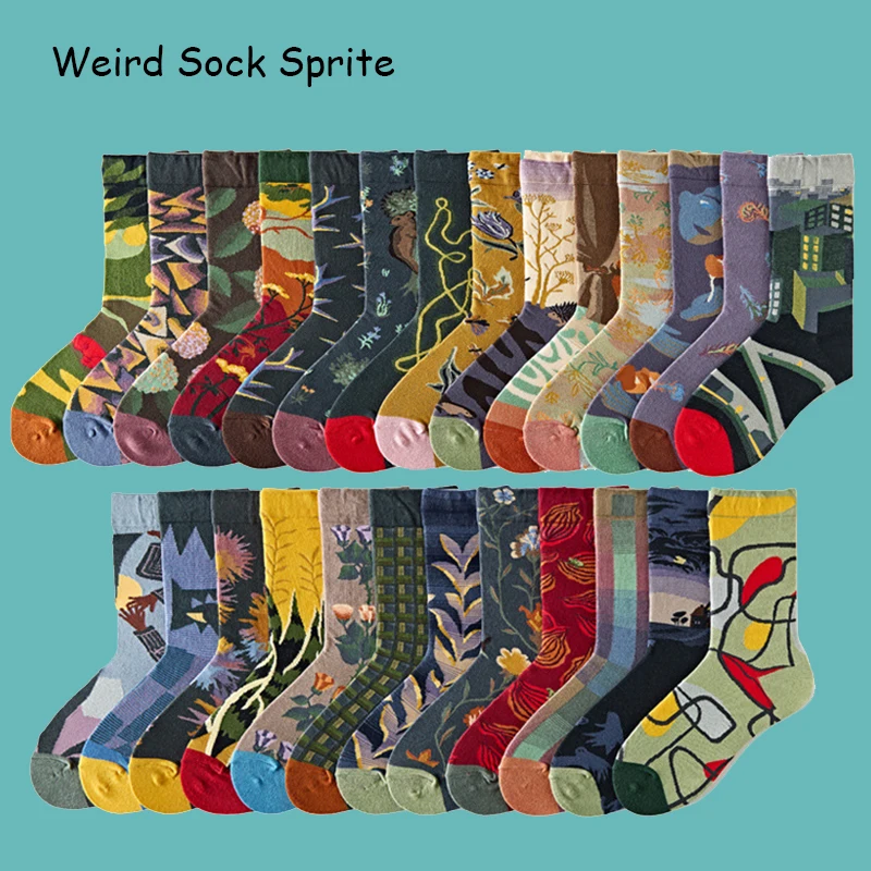 2022 French Oil Painting Street Socks Men's Personality Trend Skateboard Women's Socks Couple Stockings Art