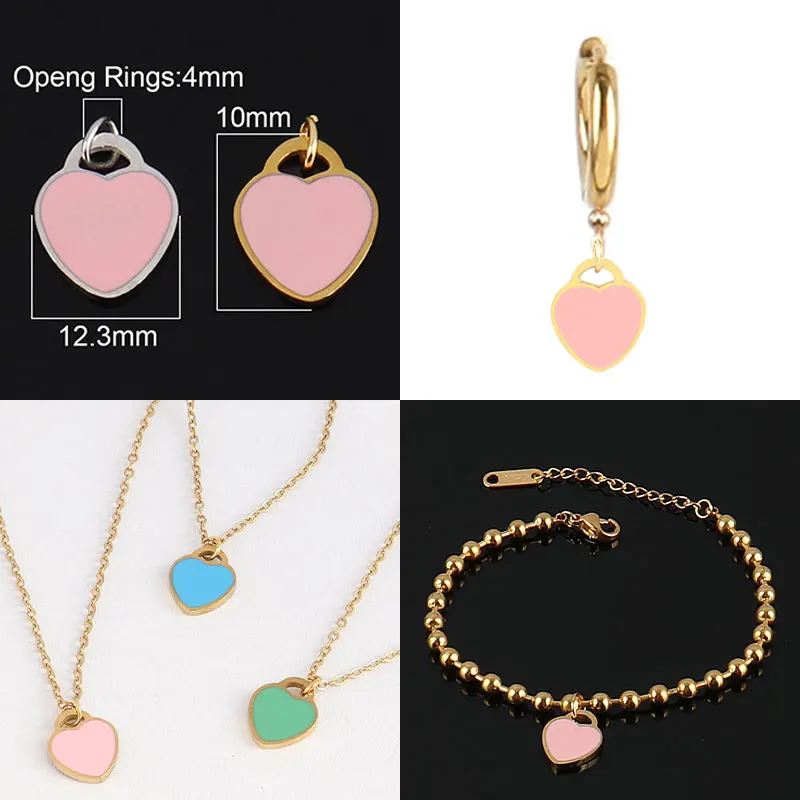 5 шт. подвески в виде сердца из нержавеющей стали