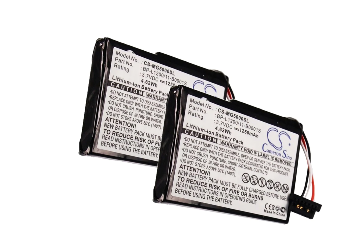 

2pack 1250mA Battery for Typhoon MyGuide SilverGuide 5000, MyGuide SilverGuide 5000 NAV 541380530001, BP-L1200/11-B0001