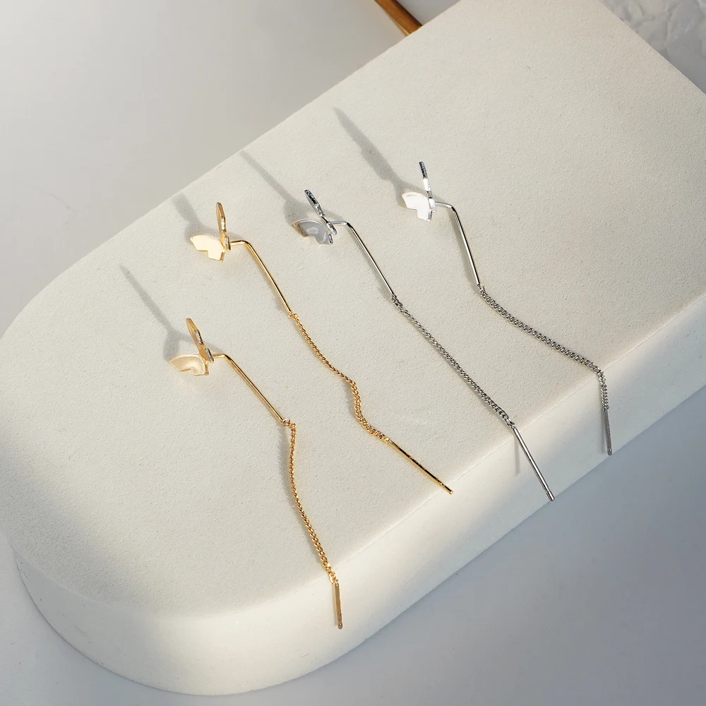 Длинные висячие серьги-бабочки с кисточками простые серьги-подвески для