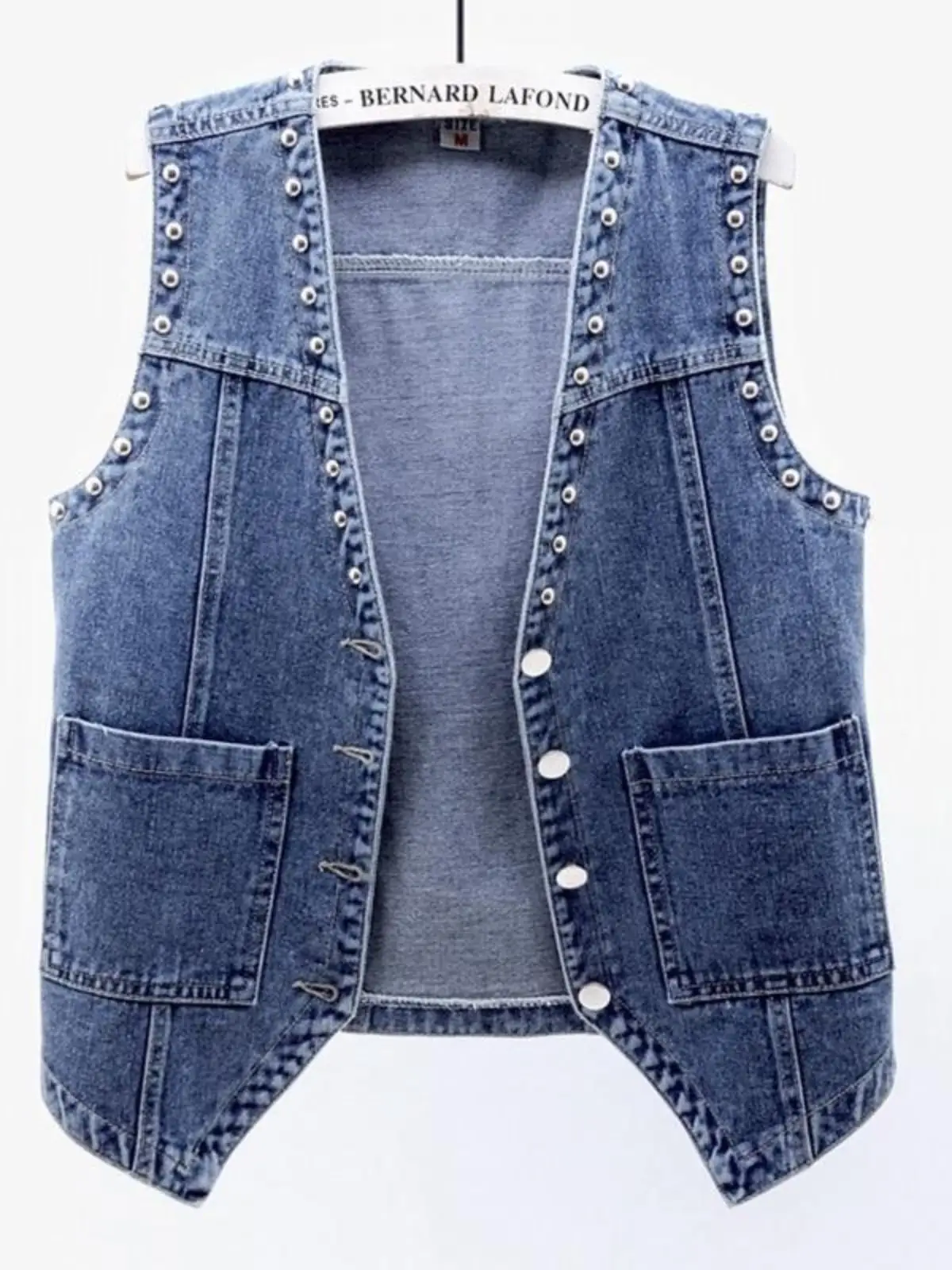 Short Denim Vest Women Outer Wear Spring and Autumn New Western Sle Fashion Rivet Slimming Sleeveless Outdoor Fas...
