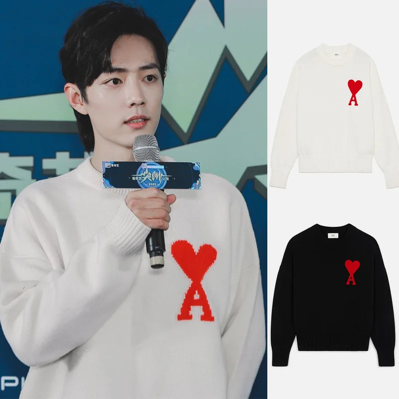 

Трикотажная одежда Star Tong весна-зима, подходит для мужчин и женщин, с вышивкой в виде сердечек, мягкая и теплая одежда для пар, 2022