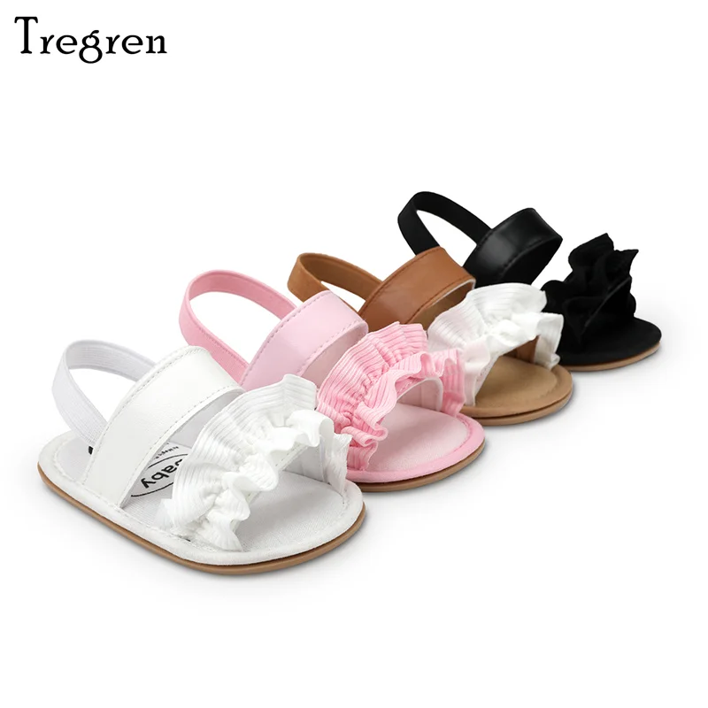 

Tregren 0-18M Newborn Infant Baby Girls Summer Sandals Ruffle Princess Flat Shoes Open Toe Infant First Walker Shoes