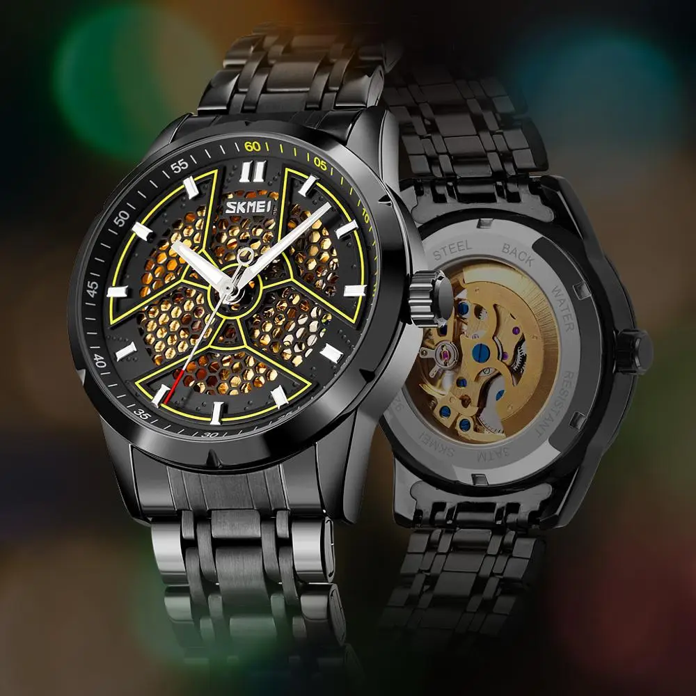 

SKMEI Charm Automatic Mechanical Watch Men Hollow Luminous Pointer Mens Wristwatches Waterproof Male Brand Watches Montre Homme