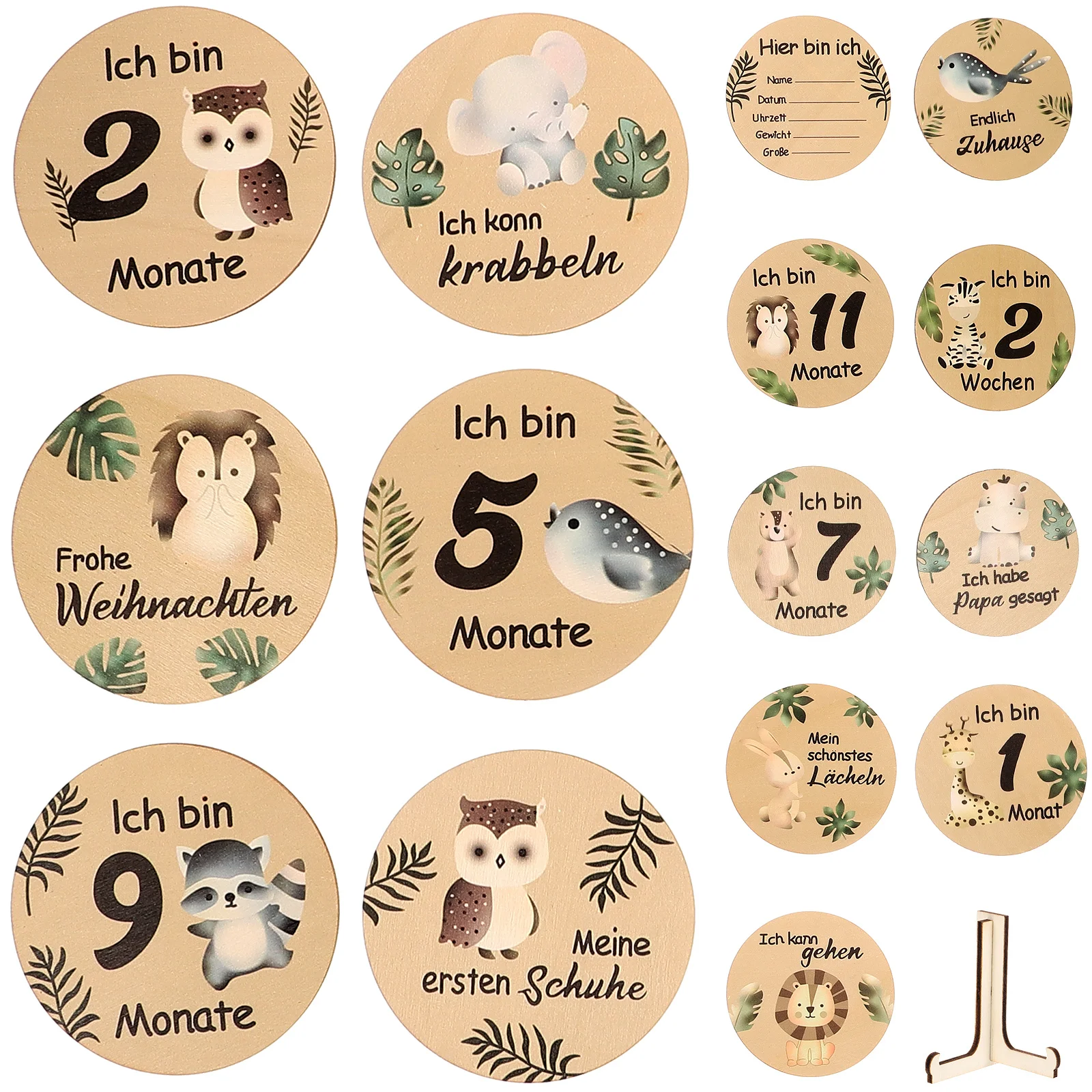

Wooden Baby Monthly Milestone Cards Baby Monthly Milestone Marker Discs