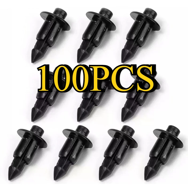 

100 шт. 6 мм пряжка для ногтей автомобиля, винты для корпуса, болты для Honda Toyota Suzuki Yamaha, мотоциклы, черные заклепки, детали декоративной панели