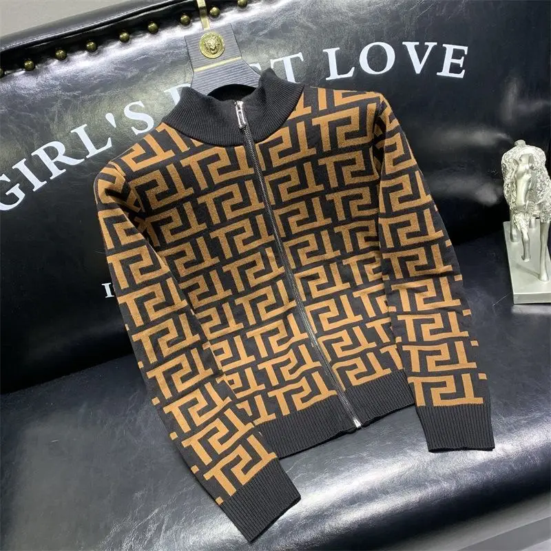 

Knitted cardigan sweater men slim fashion youth handsome casual zipper sweater