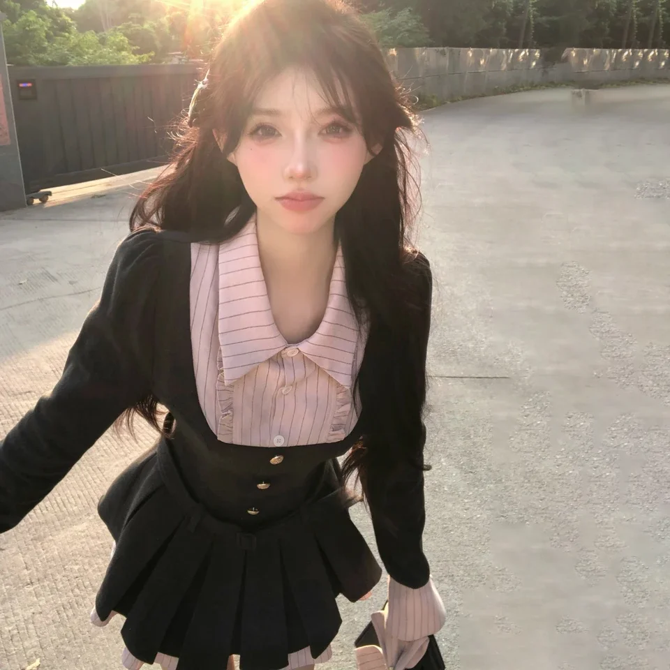 NONSAR милое студенческое стильное тонкое плиссированное платье с длинными